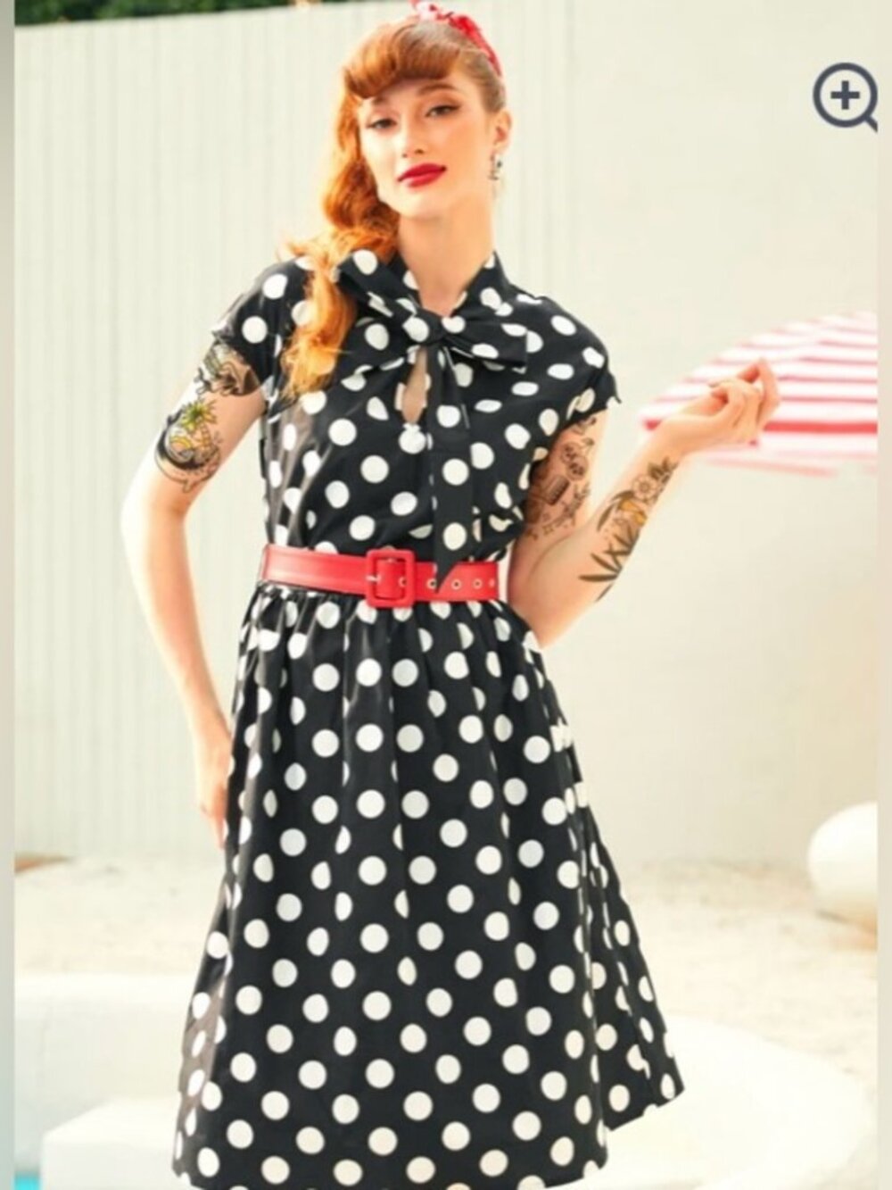 NWT Modcloth "Polka Dot A Cult" Classic Cap Sleeve Belted Dress